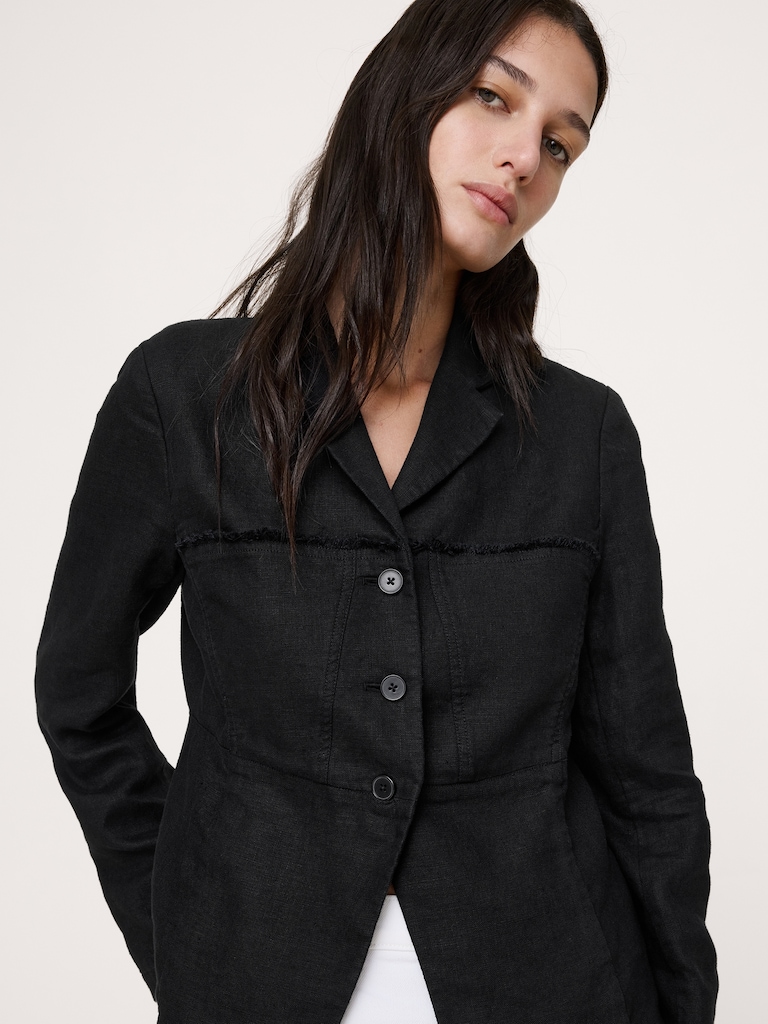 Fringe Linen Blazer