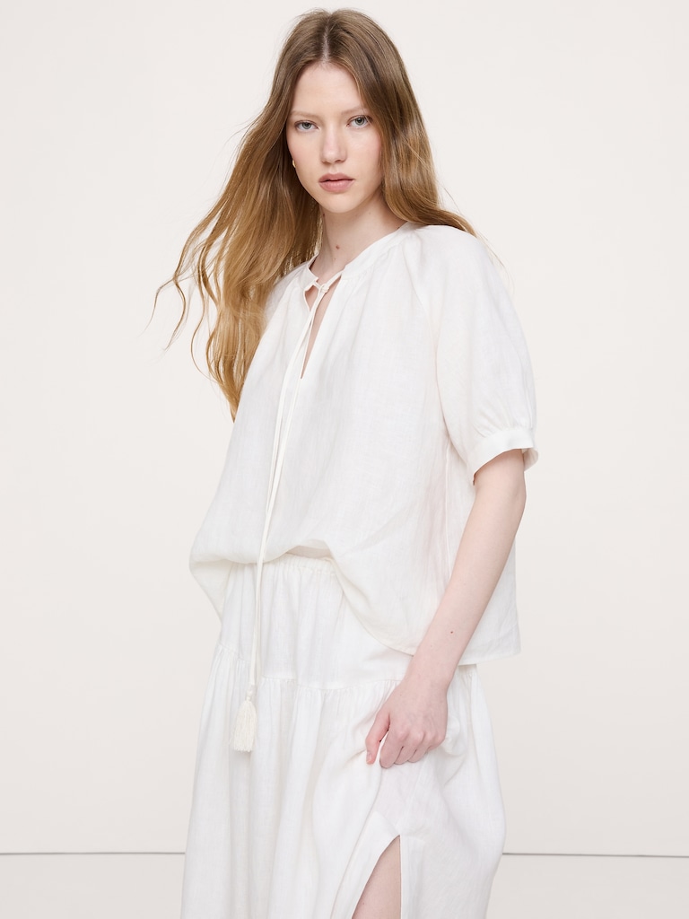 Linen Tassel-Tie Top