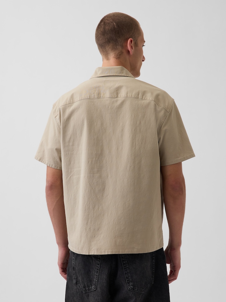 Relaxed Straight-Hem Utility Shirt