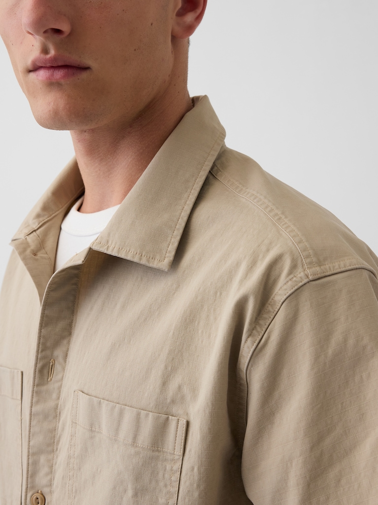 Relaxed Straight-Hem Utility Shirt