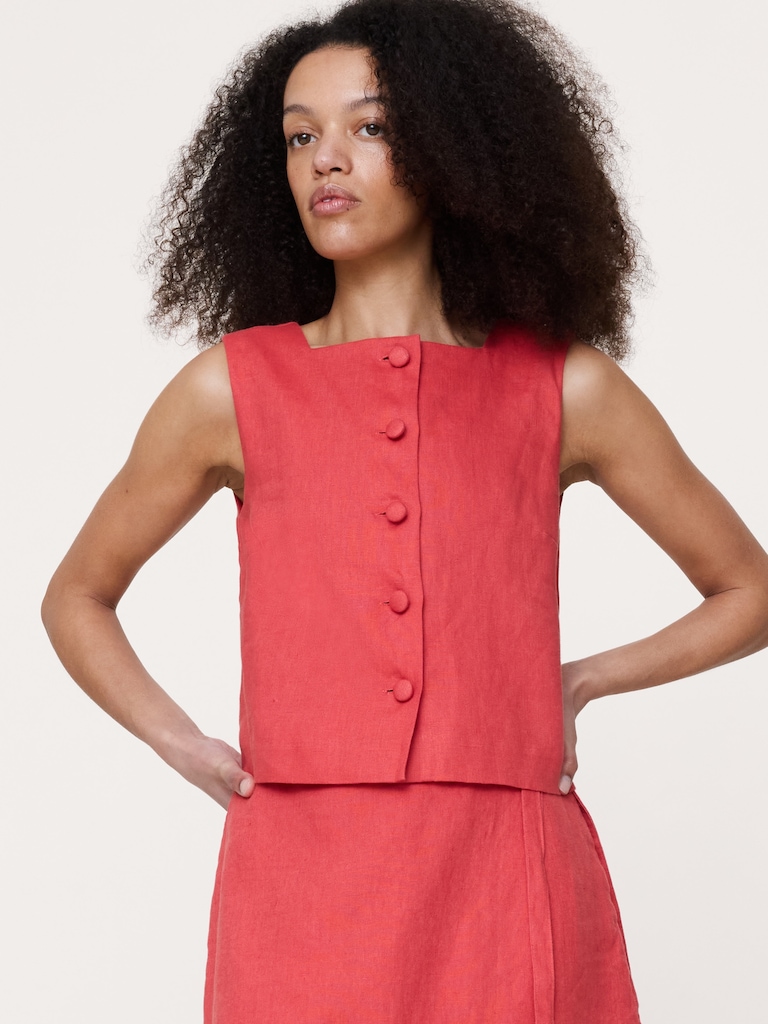 Linen Wrap Mini Skirt