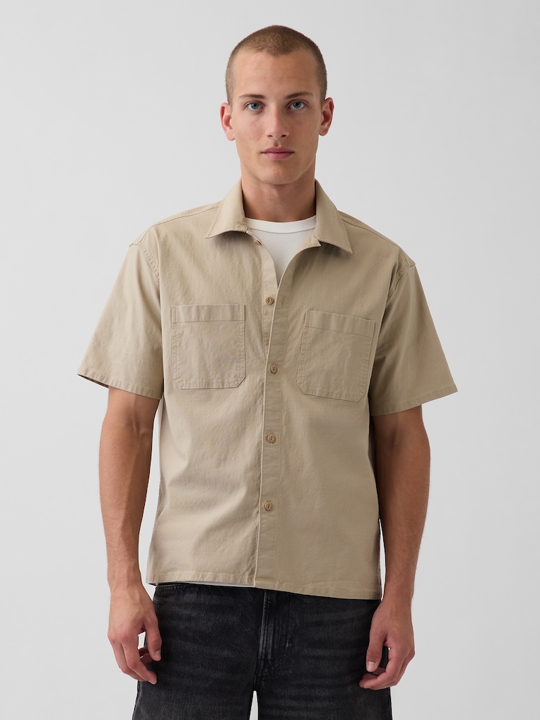 Relaxed Straight-Hem Utility Shirt