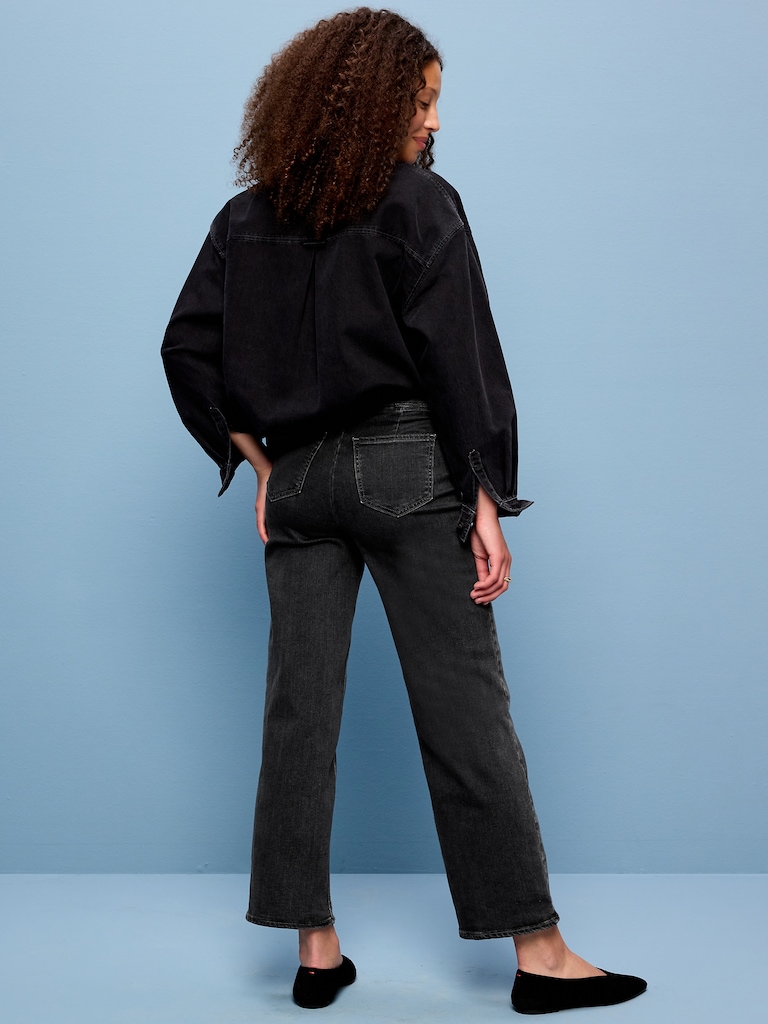 High-Waisted Weekender Pull-On Crop Wide-Leg Jeans
