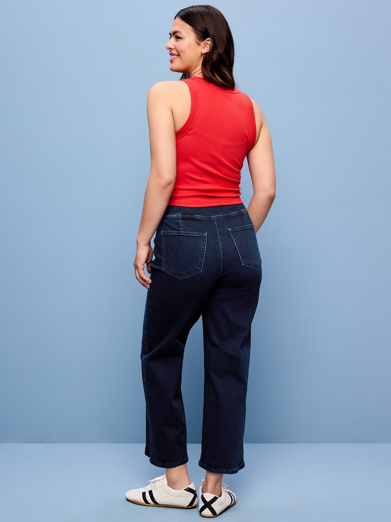 High-Waisted Weekender Pull-On Crop Wide-Leg Jeans