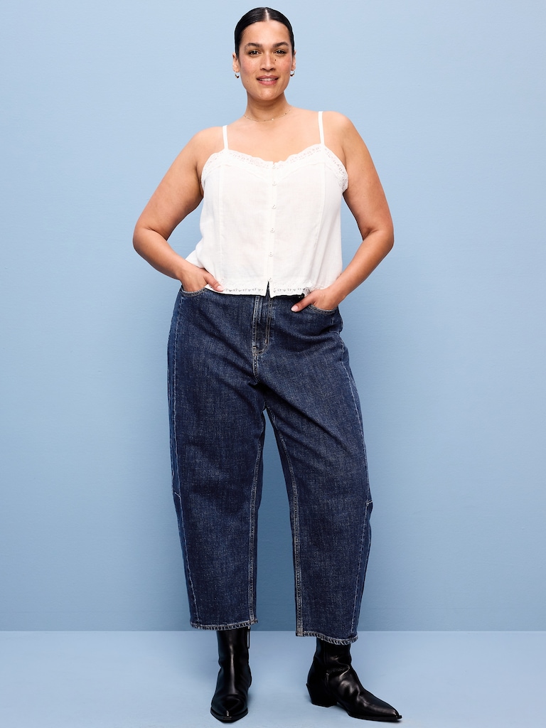 High-Waisted Barrel Ankle Jeans