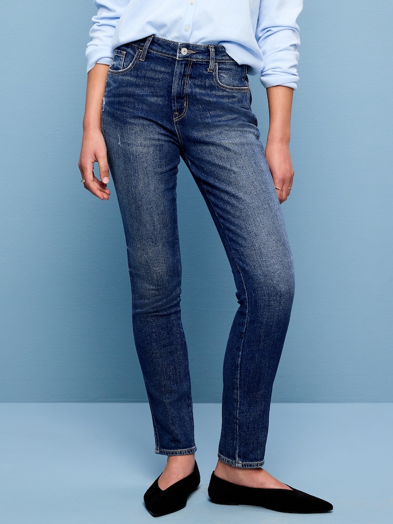 High-Waisted Vintage Slim Jeans