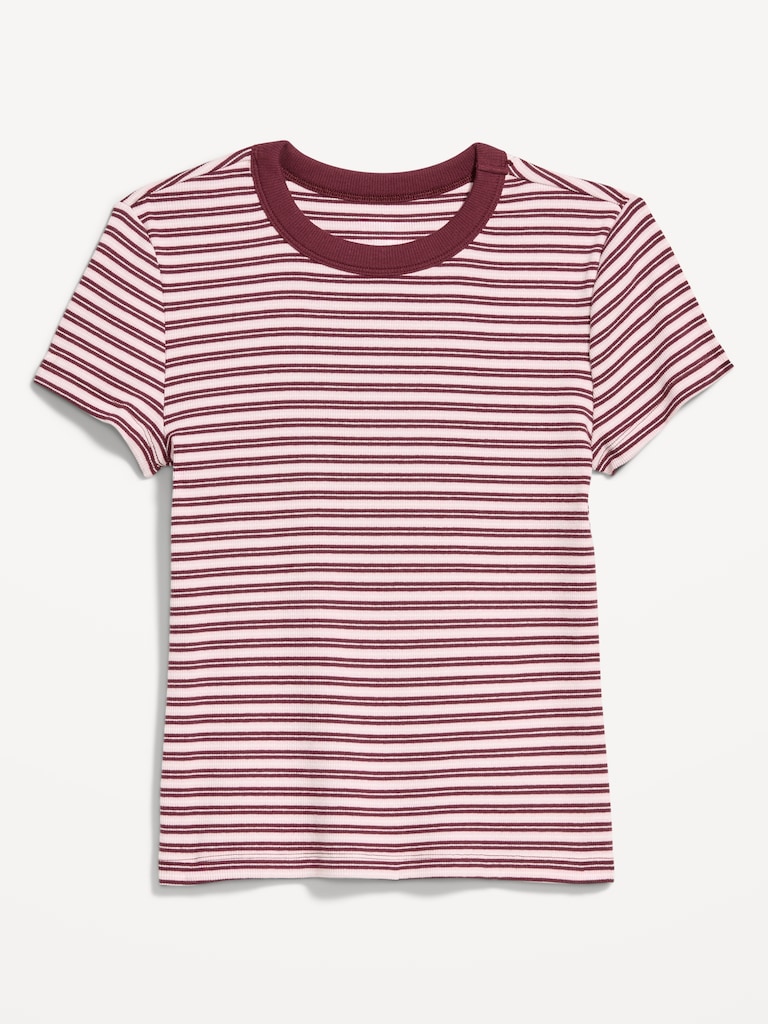 T-shirt moulant côtelé ras du cou