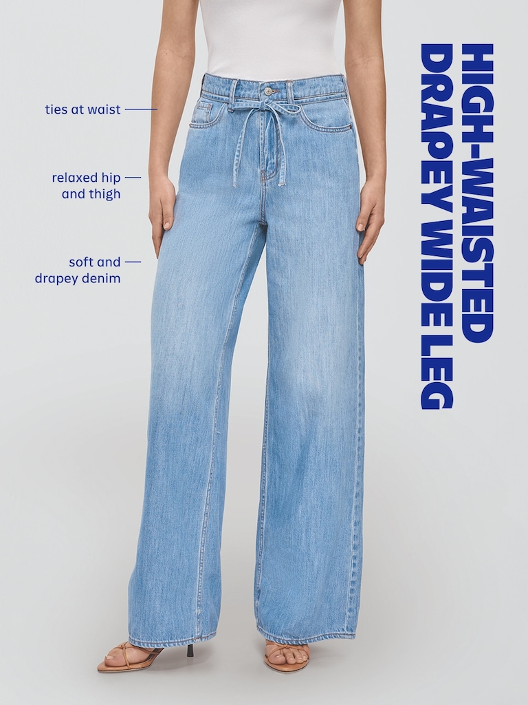 High-Waisted Drapey Wide-Leg Jeans