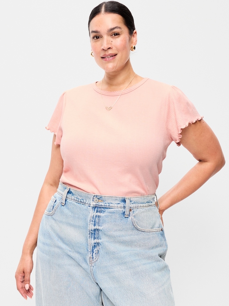 Lettuce-Edge Pointelle Top