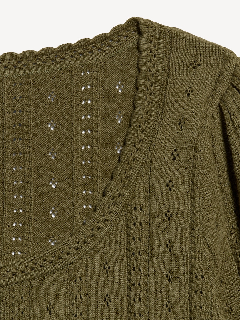 Seaside Cotton Short-Sleeve Button-Down Sweater