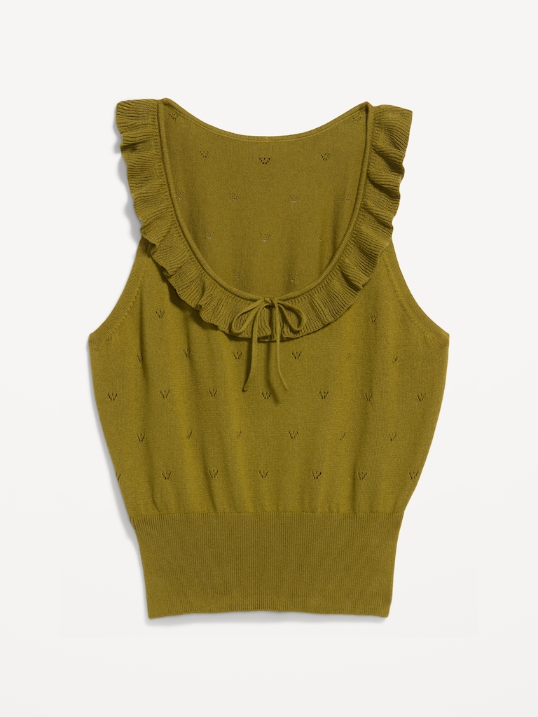 SoSoft Cotton Tie-Front Pointelle Tank Top