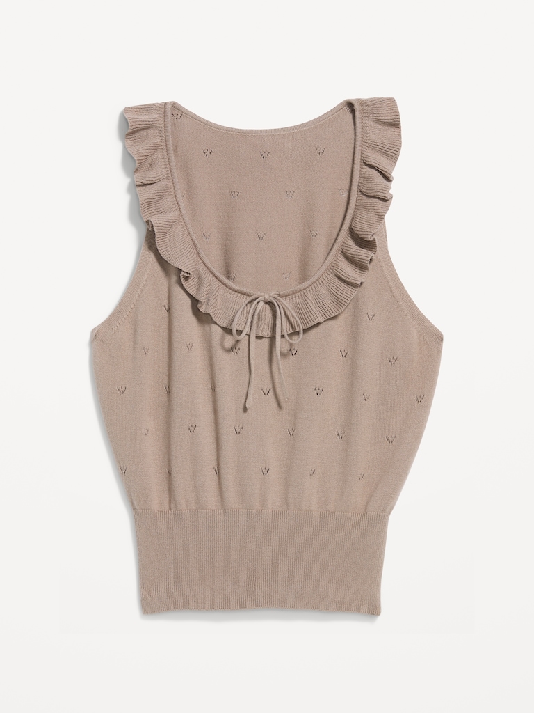 SoSoft Cotton Tie-Front Pointelle Tank Top