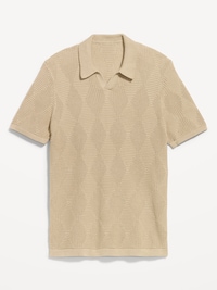 Mixed-Stitch Polo Sweater
