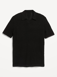 Mixed-Stitch Polo Sweater