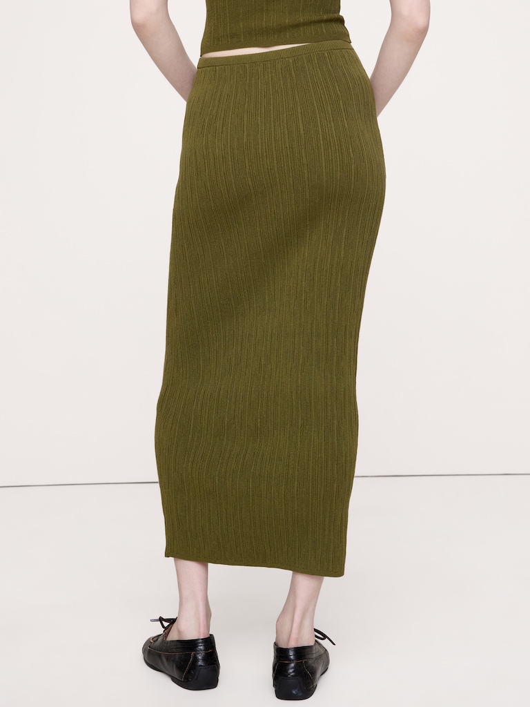 Jupe longue en tricot froissé