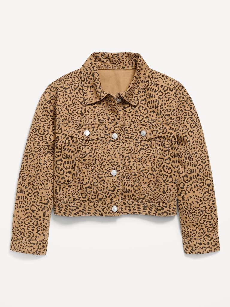 Veste de camionneur courte surdimensionnée en denim léger pour fille
