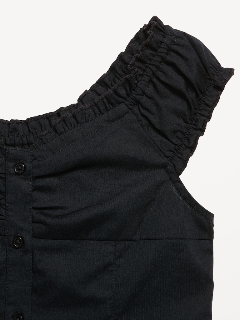 Robe ajustée et évasée à manches courtes à devant boutonné pour fille
