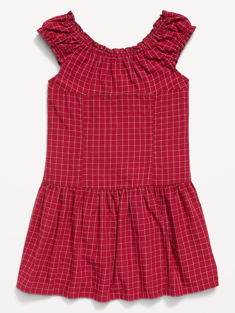 Robe ajustée et évasée à manches courtes boutonnée sur le devant pour fille