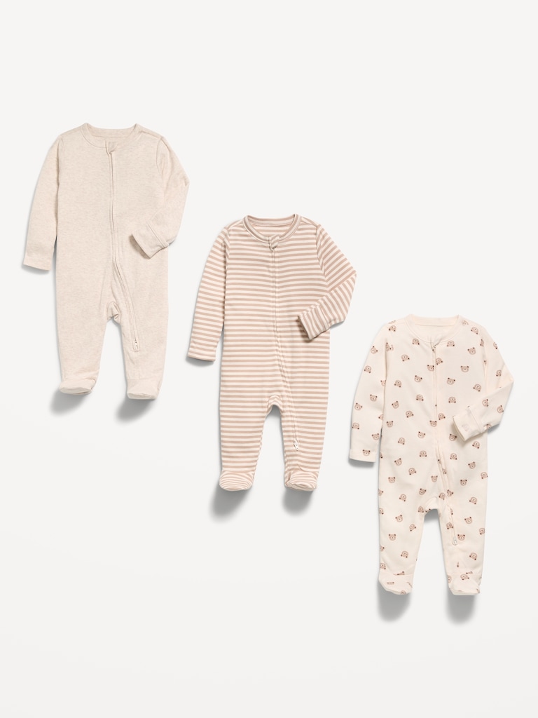 2-Way-Zip Sleep & Play Footed One-Piece 3-Pack for Baby