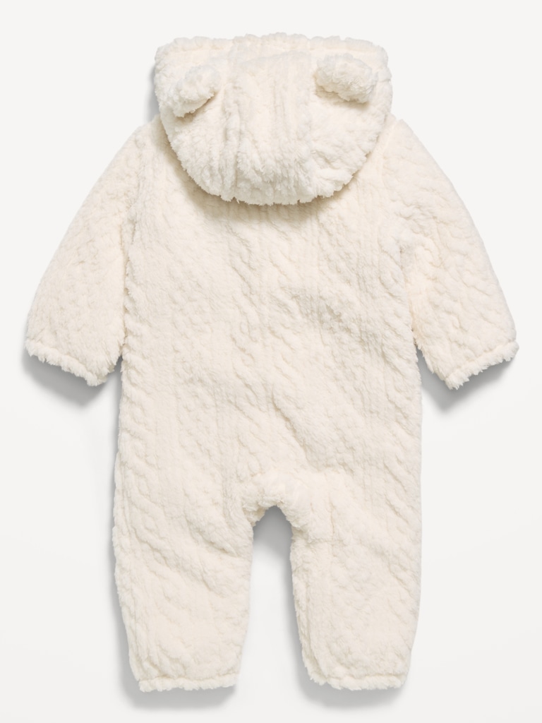 Long-Sleeve Critter Sherpa Hooded One-Piece for Baby