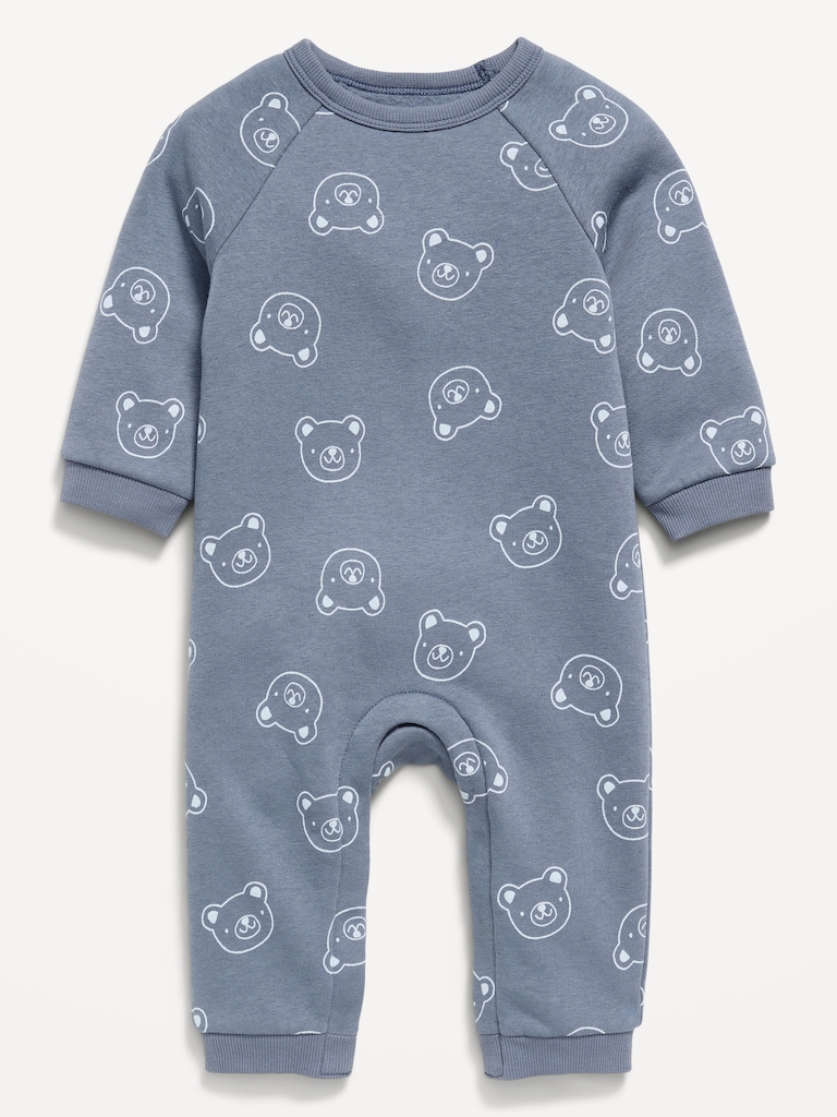 Printed Long-Sleeve Fleece One-Piece for Baby