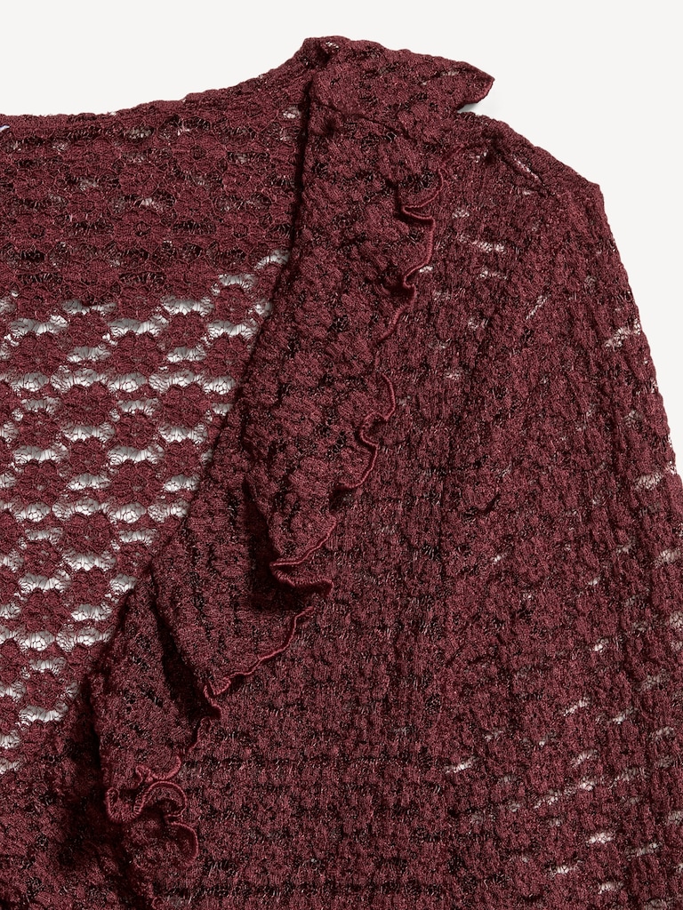 Fitted Bell-Sleeve Ruffle Top