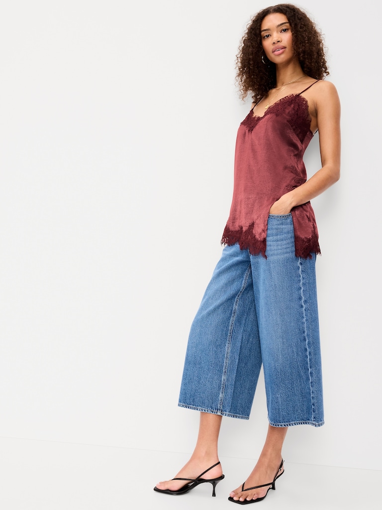 Asymmetrical Lace-Trim Cami Top