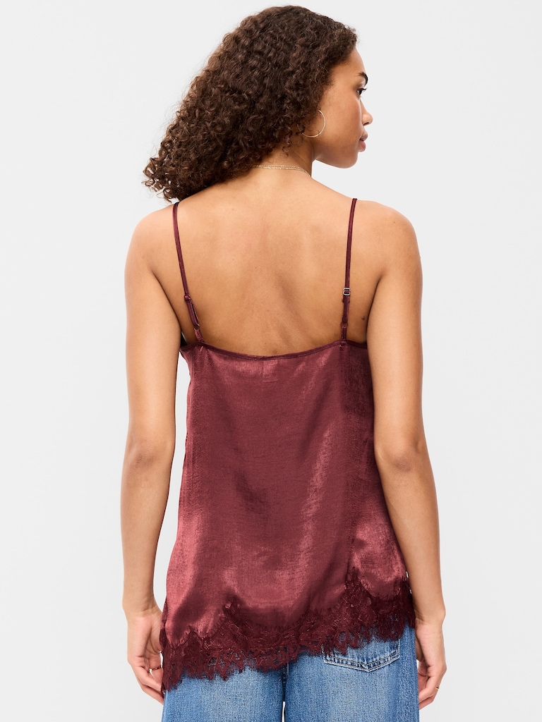 Asymmetrical Lace-Trim Cami Top