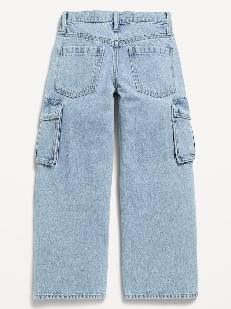 Jean cargo coupe très généreuse à jambe large à taille basse pour fille