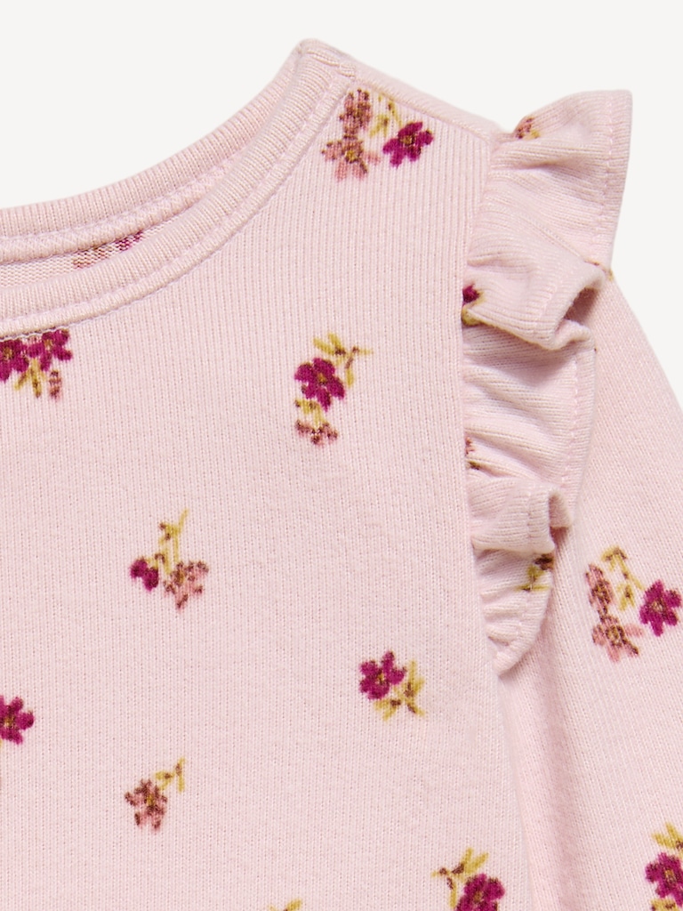 Printed Long-Sleeve Ruffled Bodysuit for Baby
