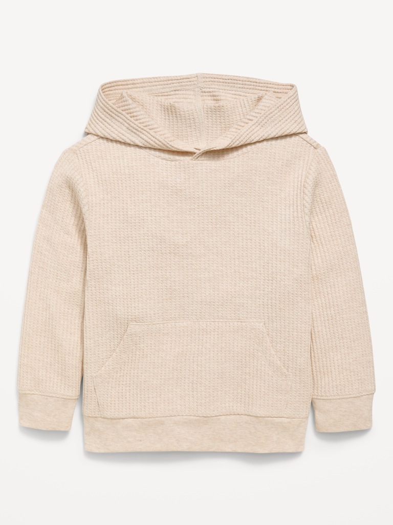 Waffle-Knit Pullover Hoodie for Toddler Boys