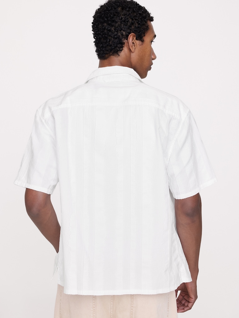 Relaxed-Fit Cotton-Linen Jacquard Resort Shirt