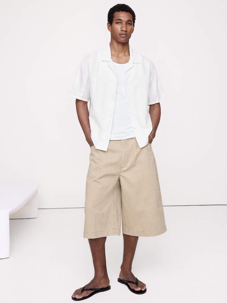 Relaxed-Fit Cotton-Linen Jacquard Resort Shirt