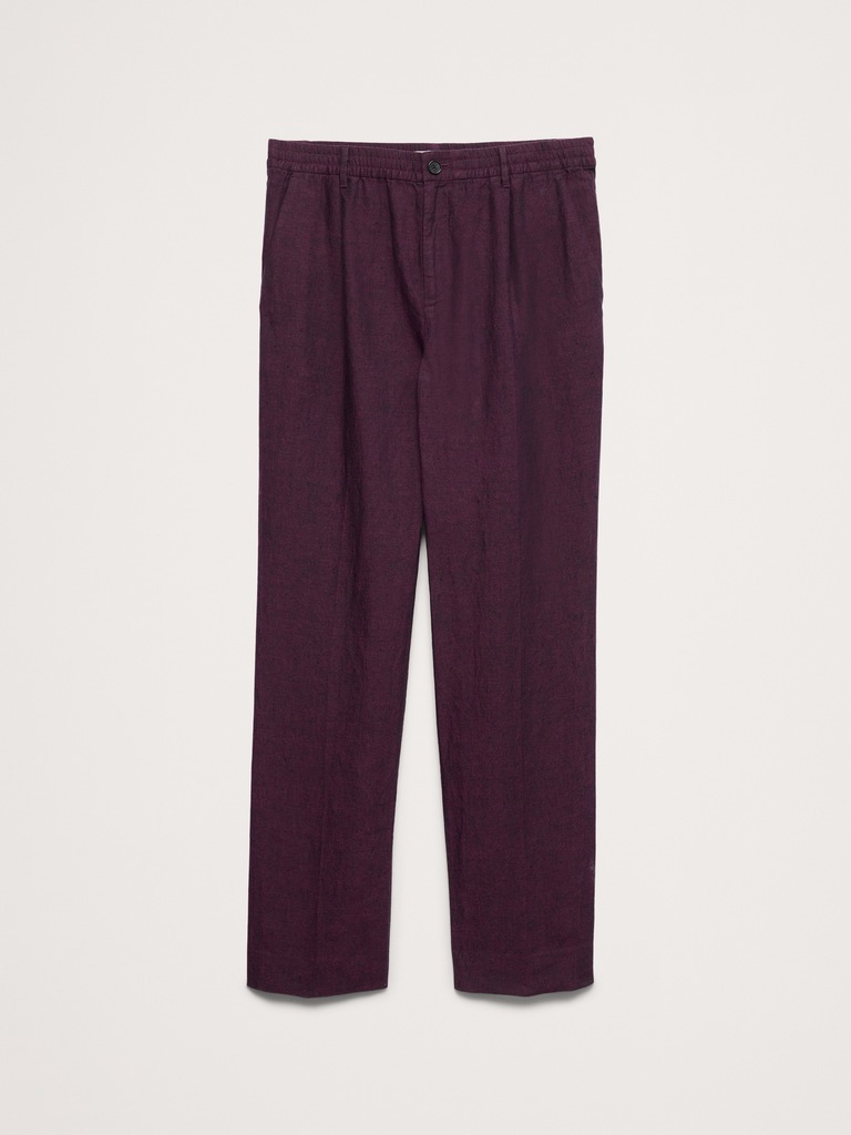 Straight Linen Pull-On Dress Pant