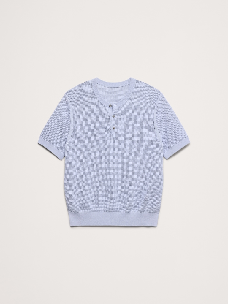T-shirt henley en coton et soie