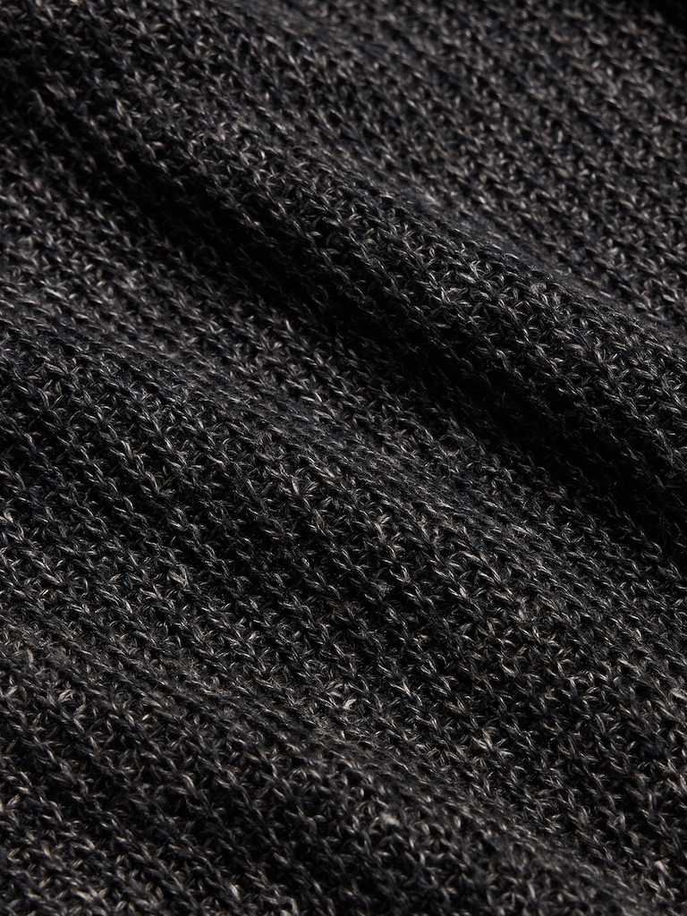 Linen-Cotton Johnny-Collar Sweater Polo