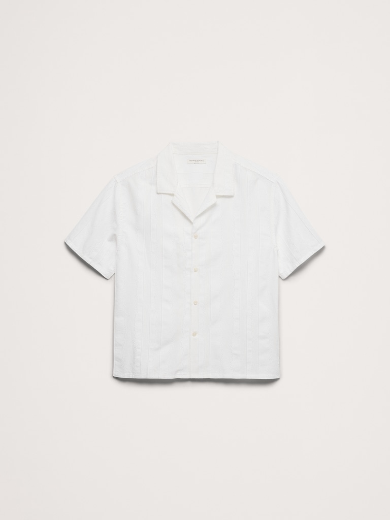 Relaxed-Fit Cotton-Linen Jacquard Resort Shirt