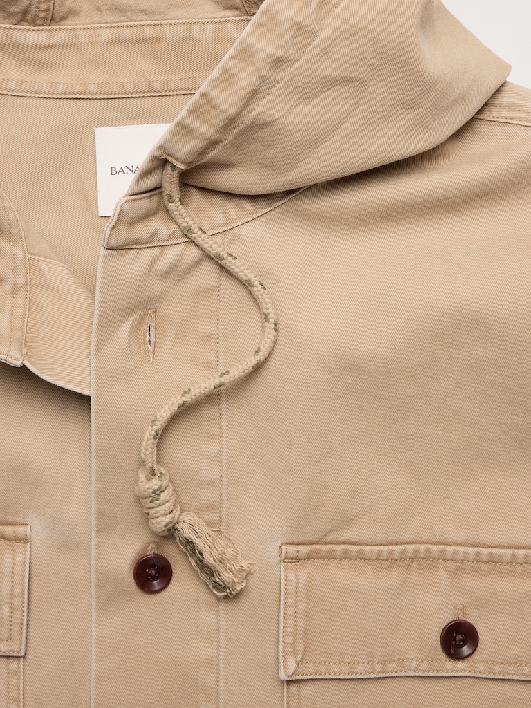 Cotton Twill Hooded Overshirt