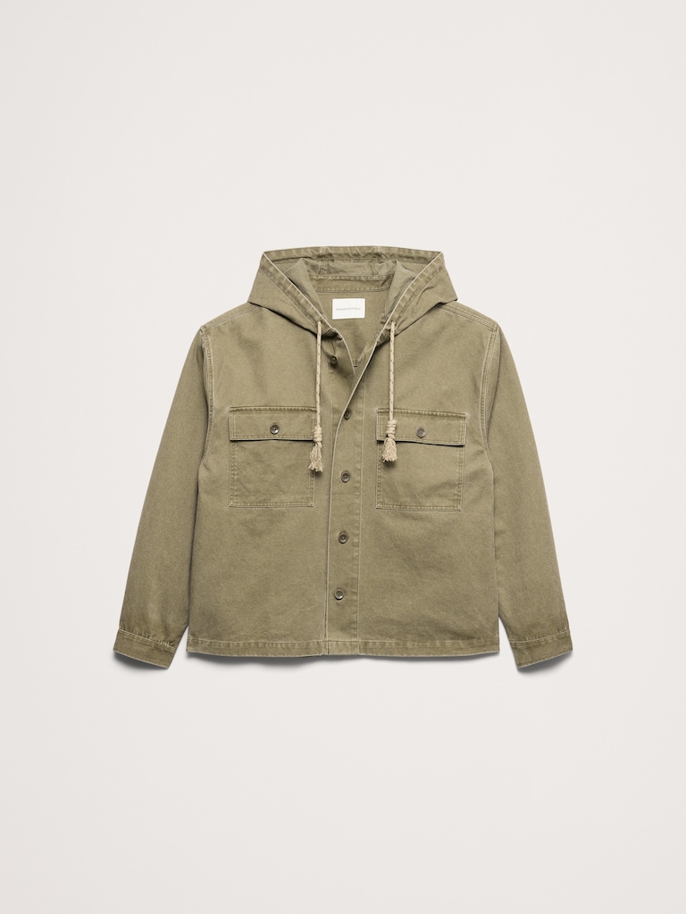 Cotton Twill Hooded Overshirt