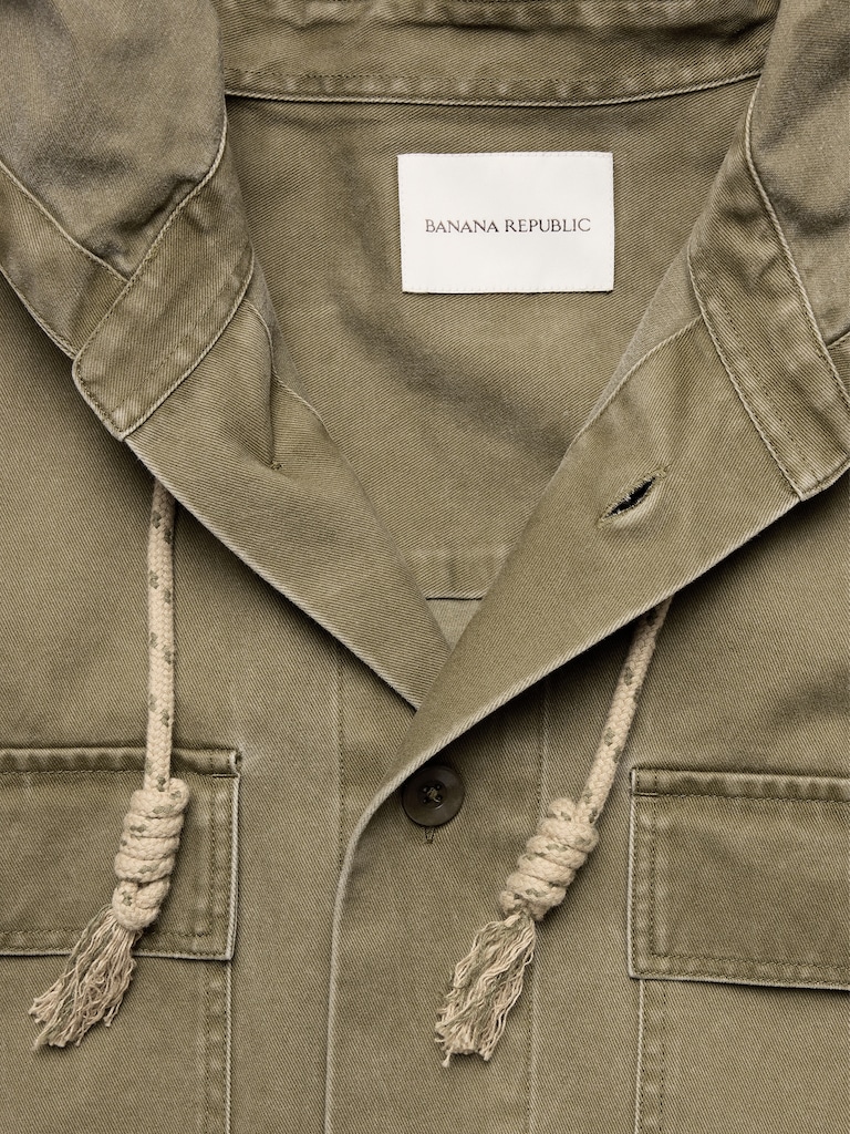 Cotton Twill Hooded Overshirt