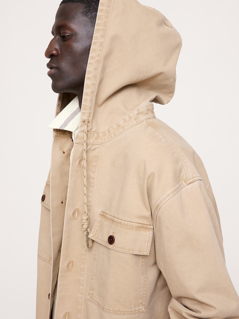 Cotton Twill Hooded Overshirt