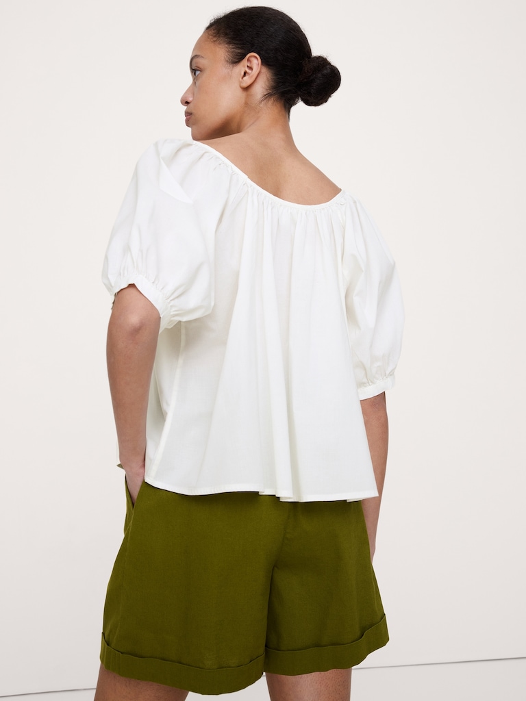 Breezy Cotton Scoop-Neck Top