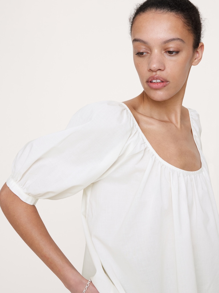 Breezy Cotton Scoop-Neck Top