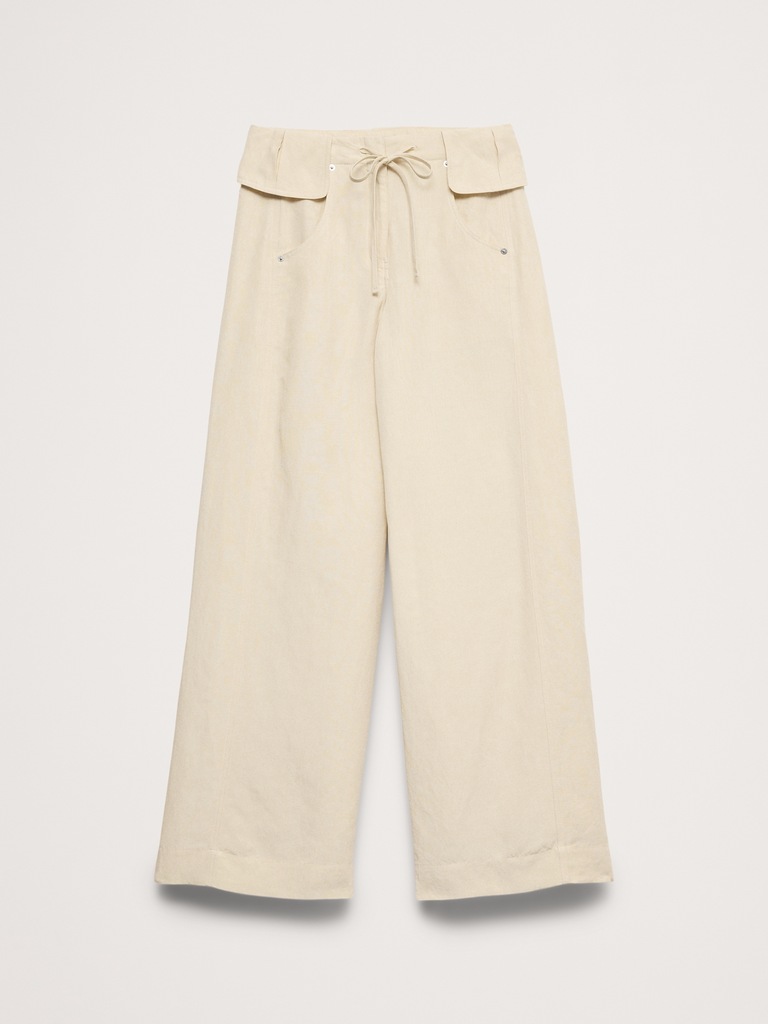 Wide-Leg TENCEL™-Linen Pant with Foldover Waistband