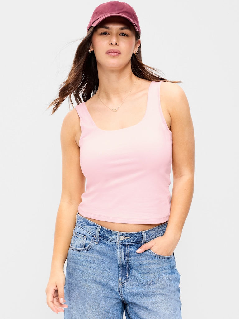 Hug Double-Layer Scoop-Neck Tank Top
