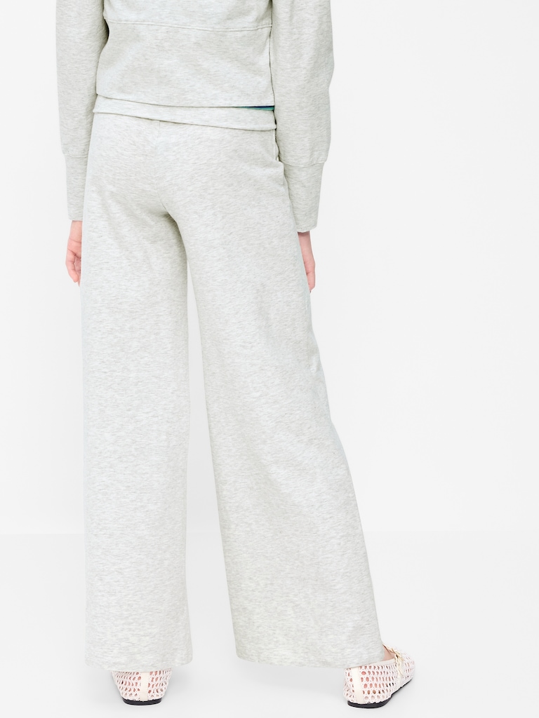 Foldover Jersey Knit Wide-Leg Pants for Girls
