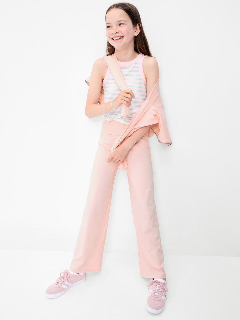 Foldover Jersey Knit Wide-Leg Pants for Girls