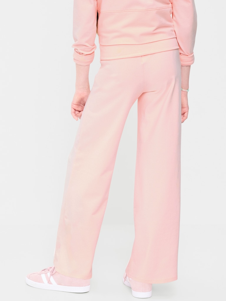 Foldover Jersey Knit Wide-Leg Pants for Girls