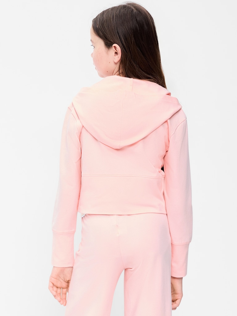 Fitted Cropped 2-Way-Zip Hoodie for Girls
