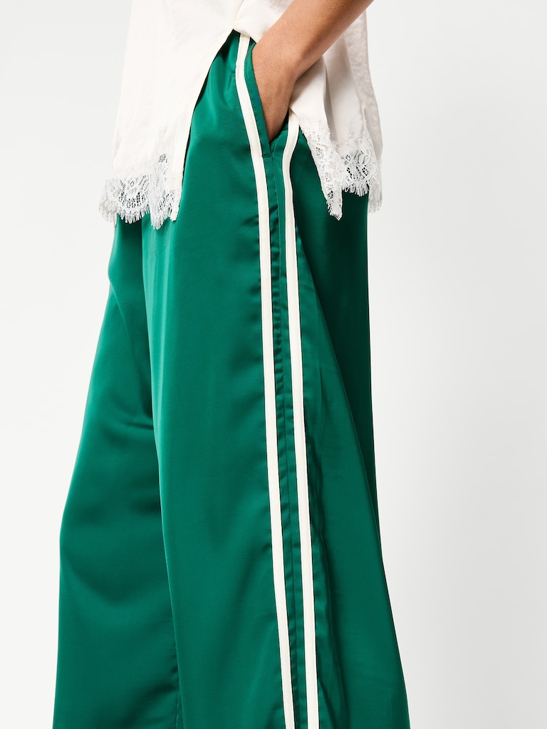High-Waisted Satin Track Pants